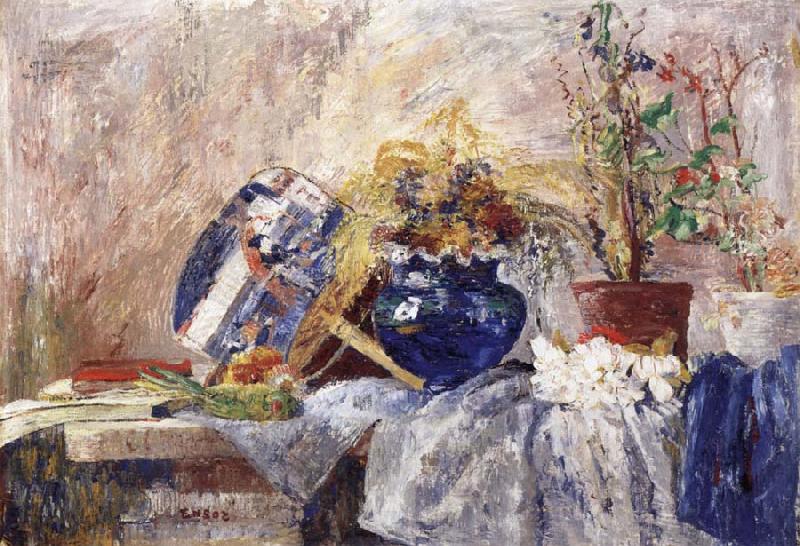 James Ensor Still life with Blue Vase and Fan Spain oil painting art
